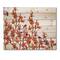 Designart - Flock of Bullfinches Birds on Orange Branches - Traditional Print on Natural Pine Wood